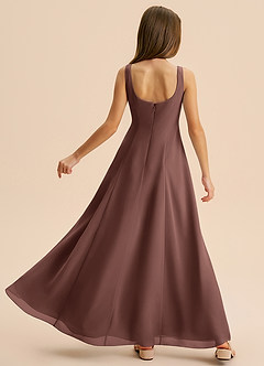 Azazie Lambie Junior Espresso A-Line Pleated Chiffon Dress image8