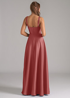Azazie Shaude Bridesmaid Dresses Antique Rose A-Line Pleated Stretch Satin Dress image6