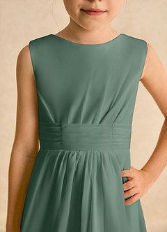 Azazie Edelweiss Flower Girl Dresses Eucalyptus A-Line Pleated Chiffon Dress image7