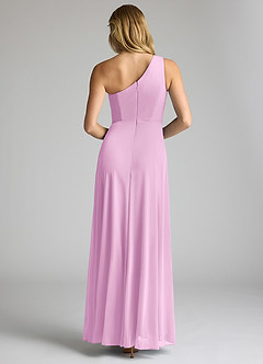Azazie Brooke Bridesmaid Dresses Candy Pink A-Line One Shoulder Mesh Dress image5