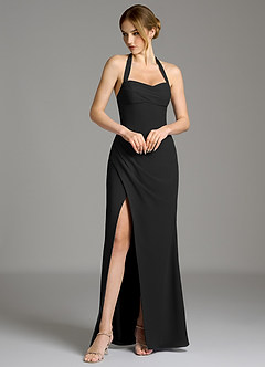 Azazie Serenity Vestidos de damas de honor Vestido de Negro de Gasa de Corte Sirena con Escote de Corazón image4