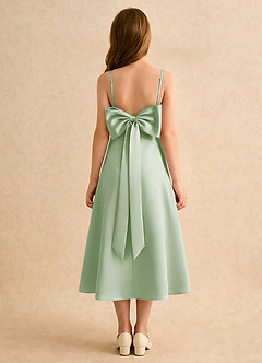 Azazie Jaella Girls Formal Sukienki dla dziewczynek sypiących kwiaty Linia A Pofałdowany Matowy satynowy Długość herbaty Sukienka image2