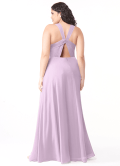 Azazie Jane Jurken voor bruidsmeisjes Jurk van Chiffon met A-Lijn V-hals geplooid Frosted Lila image7