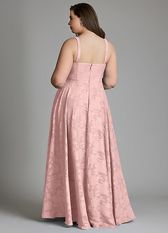 Azazie Shaude Bridesmaid Dresses Powder Pink A-Line Pleated Floral Burnout Dress image9