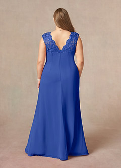 Azazie Gladys Mother of the Bride Dresses Royal Blue A-Line Queen Anne Lace Chiffon Dress image8