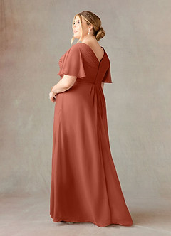 Azazie Morning Glory Mother of the Bride Dresses Clay A-Line V-Neck Ruched Chiffon Dress image8