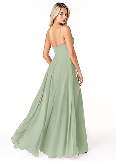 Azazie Emerald Bridesmaid Dresses Dusty Sage A-Line Ruffled Chiffon Dress image3