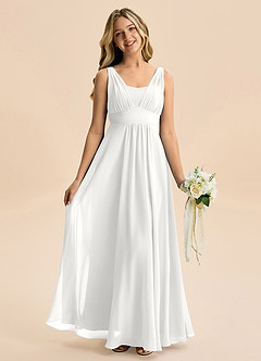 Azazie Odette Junior White A-Line Sweetheart Neckline Chiffon Dress image5