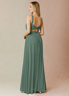 Azazie Reniya Bridesmaid Dresses Eucalyptus A-Line Pleated Mesh Convertible Dress image2