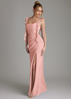 Azazie Jessamine Bridesmaid Dresses Rosette Mermaid Corset Chiffon Dress image6