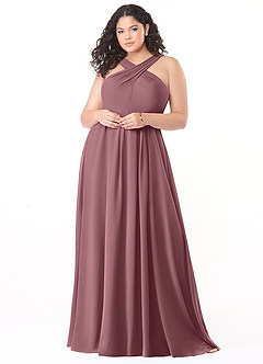 Azazie Dixie Bridesmaid Dresses Amethyst A-Line Halter Pleated Chiffon Dress image7