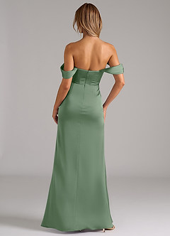 Azazie Johana Bridesmaid Dresses Matcha Mermaid Off the Shoulder Stretch Satin Convertible Dress image4
