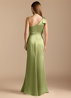 Azazie Rinna Bridesmaid Dresses Pistachio Mermaid Ruched Metallic Satin Dress image7