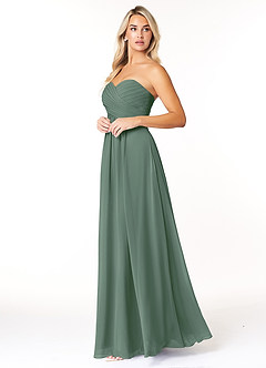 Azazie Yazmin Robes de demoiselle d'honneur Robe Trapèze Convertible en Mousseline de soie Encolure en Forme de Cœur Eucalyptus image3