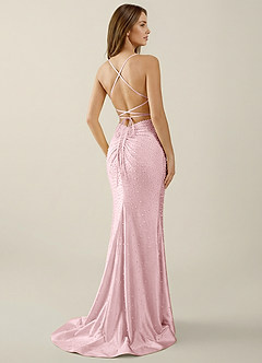 Sylvan Pink V-neck Hot Rhinestones Corset Prom Dress image2