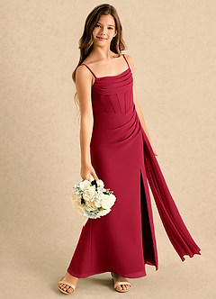 Azazie Moxie Girls Formal Flower Girl Dresses Scarlet A-Line Lace Chiffon Dress image4