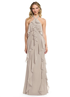 Azazie Velma Bridesmaid Dresses Frost A-Line Side Slit Chiffon Dress image1