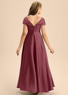 Azazie Rowena Junior Robe Trapèze en Satin extensible Arc Rose Du Désert image5