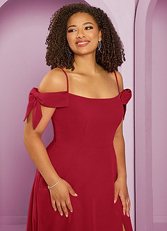 Barbie ♥ Azazie Bridesmaid Dresses Scarlet A-Line Off the Shoulder Chiffon Convertible Dress image10