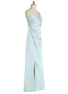 Azazie Eren Junior Sea Glass Sheath Pleated Stretch Satin Dress image6