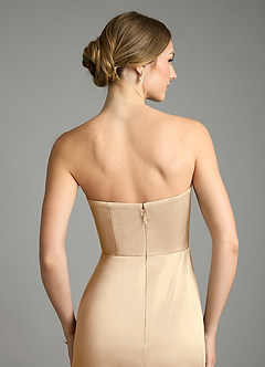 Azazie Wren Bridesmaid Dresses Champagne A-Line Strapless Stretch Satin Convertible Dress image6