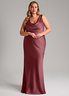 Azazie Rylina Bridesmaid Dresses Desert Rose Mermaid Stretch Satin Dress image9