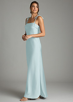 Azazie Ellia Bridesmaid Dresses Mist Sheath Bow Stretch Satin Dress image4