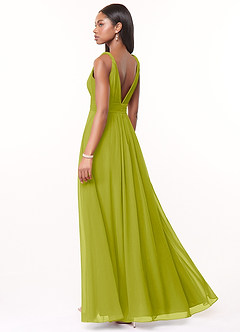 Azazie Maren Bridesmaid Dresses Lemongrass A-Line Pleated Chiffon Dress image4