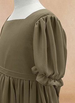 Azazie Joss Flower Girl Dresses Willow Green A-Line with Sleeves Chiffon Dress image6