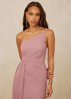 Christian Siriano Bridal for Azazie 1003 Bridesmaid Dresses Dusty Rose Sheath One Shoulder Chiffon Dress image4