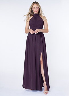 Azazie Iman Bridesmaid Dresses Plum A-Line A-Line Ruched Chiffon Dress image1