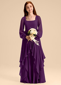 Azazie Clara Junior Abito A-Line in Chiffon Blusa Uva image6