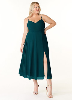 Azazie Clarissa Brautjungfernkleider A-Linie V-Hals Chiffon Kleid Kiefer image7