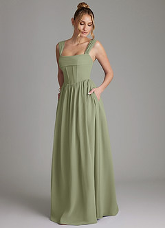 Azazie Caterina Bridesmaid Dresses Pistachio A-Line Corset Chiffon Dress image5