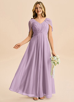 Azazie Emma Junior Wisteria A-Line Pleated Chiffon Dress image5