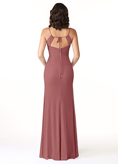 Azazie Reneya At-home Try On Dresses Burgundy Mermaid Bow Mesh Dress image2