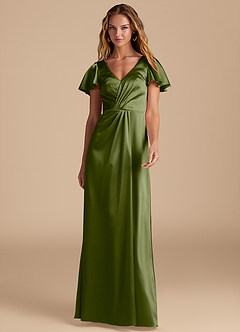 Azazie Soren Final Sale Auburn A-Line Pleated Metallic Satin Dress image1