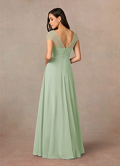 Azazie Star Kleider für die Brautmutter A-Linie V-Hals Pailletten Chiffon Kleid Staubiger Salbeigrün image4