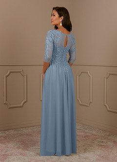 Azazie Harriet Mother of the Bride Dresses Dusty Blue A-Line Scoop lace Mesh Dress image4