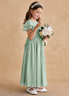 Azazie Ali Flower Girl Dresses Agave A-Line Pleated Chiffon Dress image5
