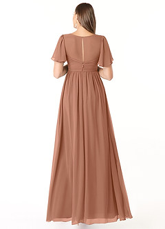 Azazie Verna Brautjungfernkleider für Schwangere A-Linie V-Hals Gerüscht Chiffon Bodenlänge Kleid image2