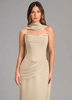 Azazie Sorrel Bridesmaid Dresses Champagne Mermaid Corset Chiffon Dress image6