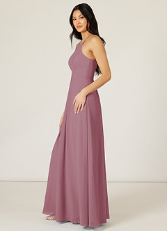Azazie Sarah Bridesmaid Dresses Vintage Mauve Empire Pleated Chiffon Dress image3