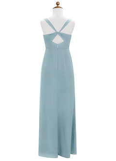 Azazie Mero Junior Moody Blue Mermaid Pleated Stretch Satin Dress image8
