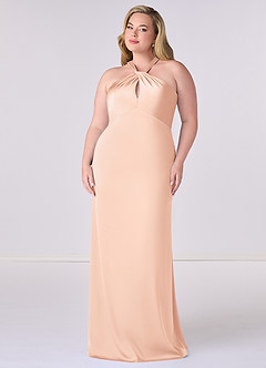 Barbie ♥ Azazie Bridesmaid Dresses English Rose Sheath Stretch Satin Dress image7