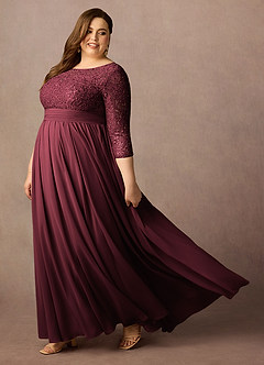 Azazie Carmena Klänningar till brudens mor Klä A-Line i Chiffong Paljetter Cabernet image4
