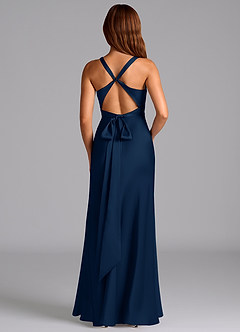 Azazie Hati Bridesmaid Dresses Dark Navy Mermaid Stretch Satin Dress image7