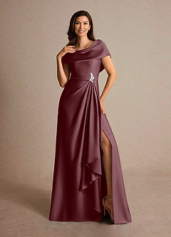 Azazie Branford Abiti per la Madre della Sposa Abito A-Line in Raso Elasticizzato Plissettato Sangria image6