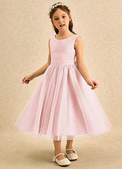 Azazie Macaron Flower Girl Klänningar Klä A-Line i Tyll Plisserad image4