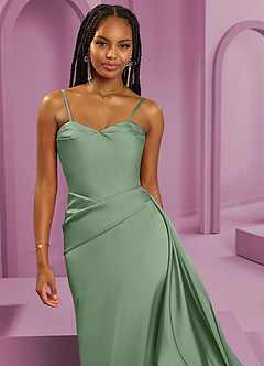 Barbie ♥ Azazie Final Sale Matcha Sheath Strapless Stretch Satin Convertible Dress image4